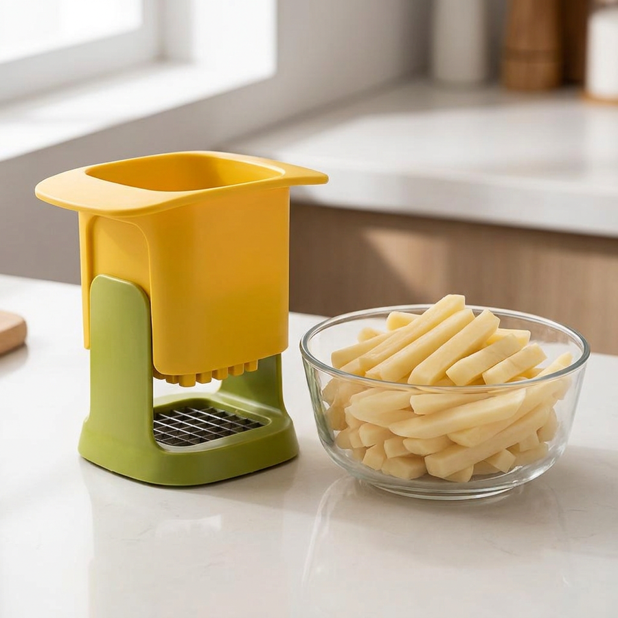 Coupe-frites et coupe-dés à pression 1,2 cm, résultat obtenu