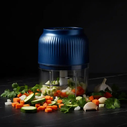 Mini hachoir électrique USB 250 ml bleu foncé sans fil – ail et légumes — vue principale