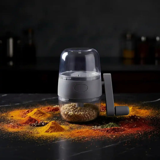 Hachoir manuel gris à manivelle pour noix et fruits secs — vue principale