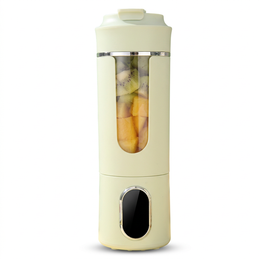 Blender portable rechargeable à écran blanc, vue produit sur fond blanc