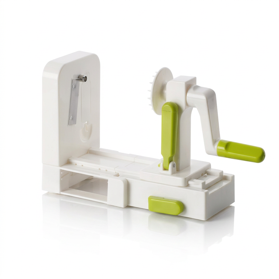 Spiraliseur à légumes 5 lames pliable, vue produit sur fond blanc