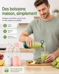 Blender portable vert 6 lames — détail lames inox double niveau