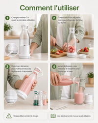 Blender portable vert 6 lames — dimensions et format compact