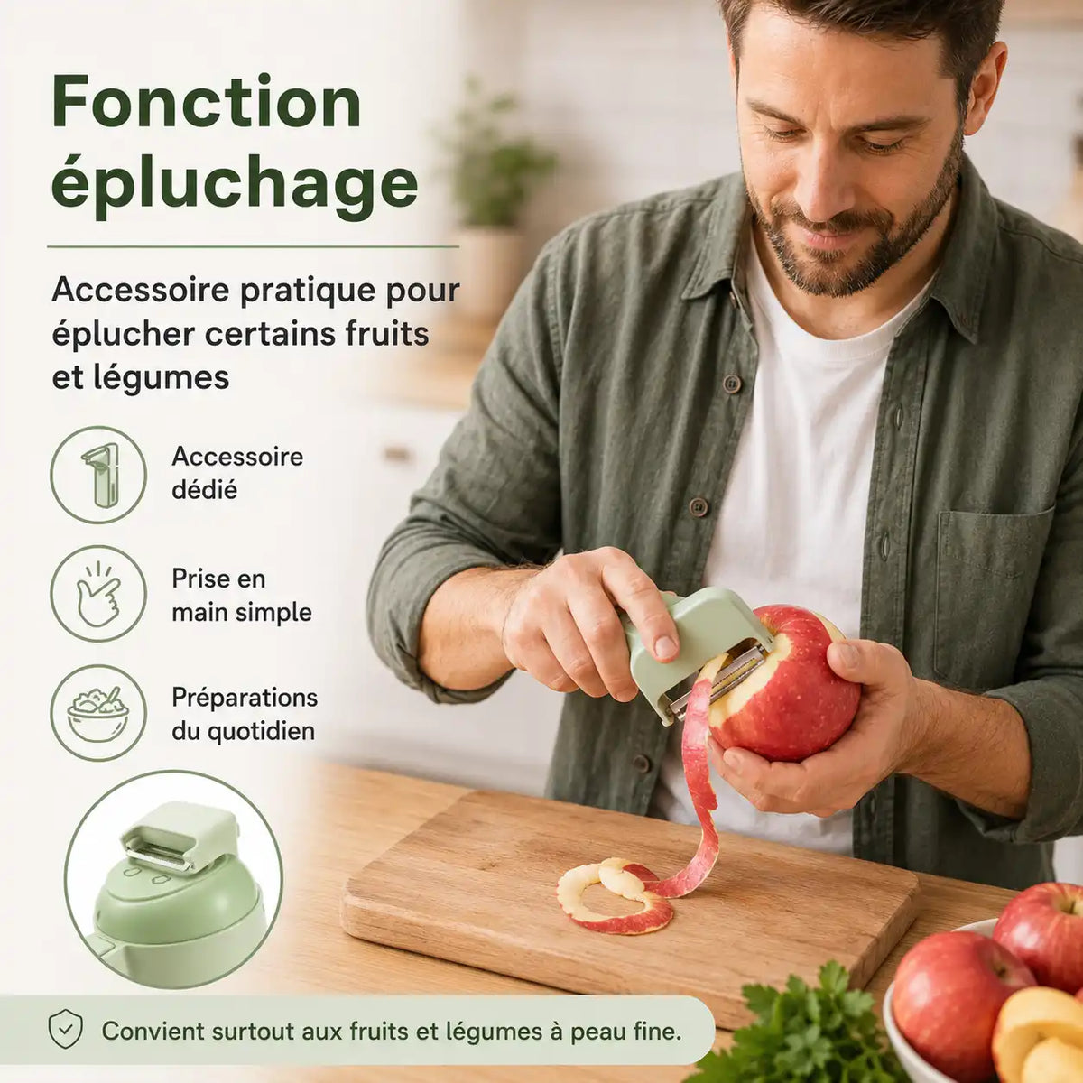 Hachoir 4 en 1 sans fil rechargeable — caractéristiques techniques