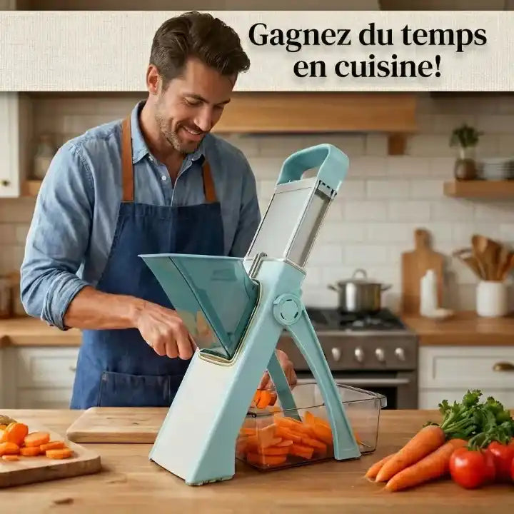Hachoir manuel coupe-légumes 5 en 1 à épaisseur réglable — vue arrière