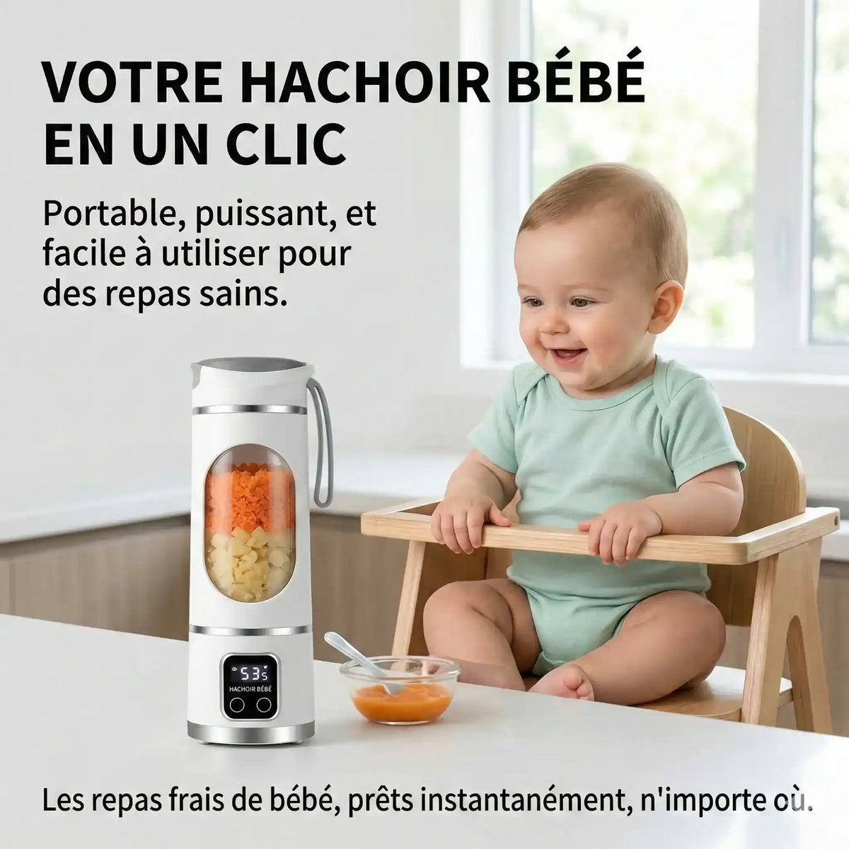 Hachoir blender portable 450ml 70W — préparation purées bébé et smoothies