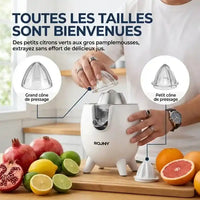 Hachoir extracteur de jus ROUNY 850W en acier inoxydable pour agrumes — vue latérale