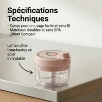 Hachoir manuel rotatif vert 200ml multifonction pour ail — dimensions et format