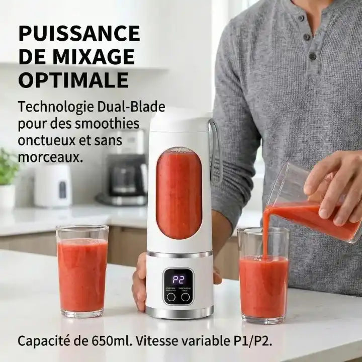 Hachoir blender portable 450ml 70W rechargeable USB-C — vue latérale