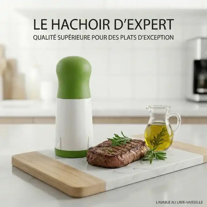 Hachoir manuel en acier inoxydable pour herbes et épices — vue arrière