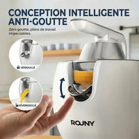 Hachoir extracteur de jus ROUNY 850W en acier inoxydable pour agrumes — vue arrière