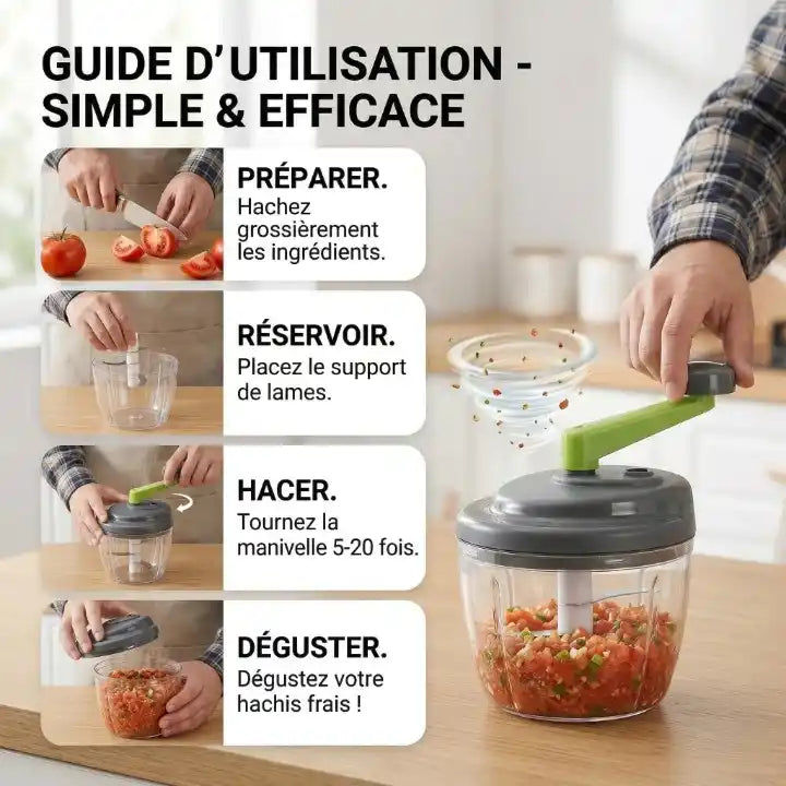 Hachoir manuel 520ml lames inox – vue d'ensemble