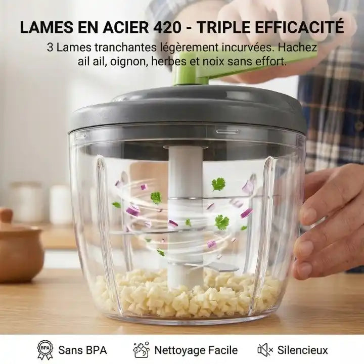 Hachoir à manivelle manuel – coupe légumes et ail