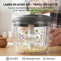 Hachoir à manivelle manuel – coupe légumes et ail