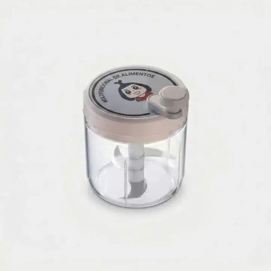 Hachoir manuel rotatif rose 400ml multifonction pour ail en situation d'utilisation