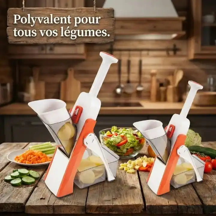 Hachoir manuel coupe-légumes 5 en 1 à épaisseur réglable — vue latérale
