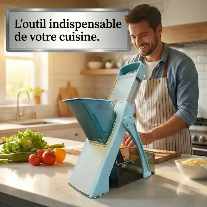 Hachoir manuel coupe-légumes 5 en 1 à épaisseur réglable — dimensions et format