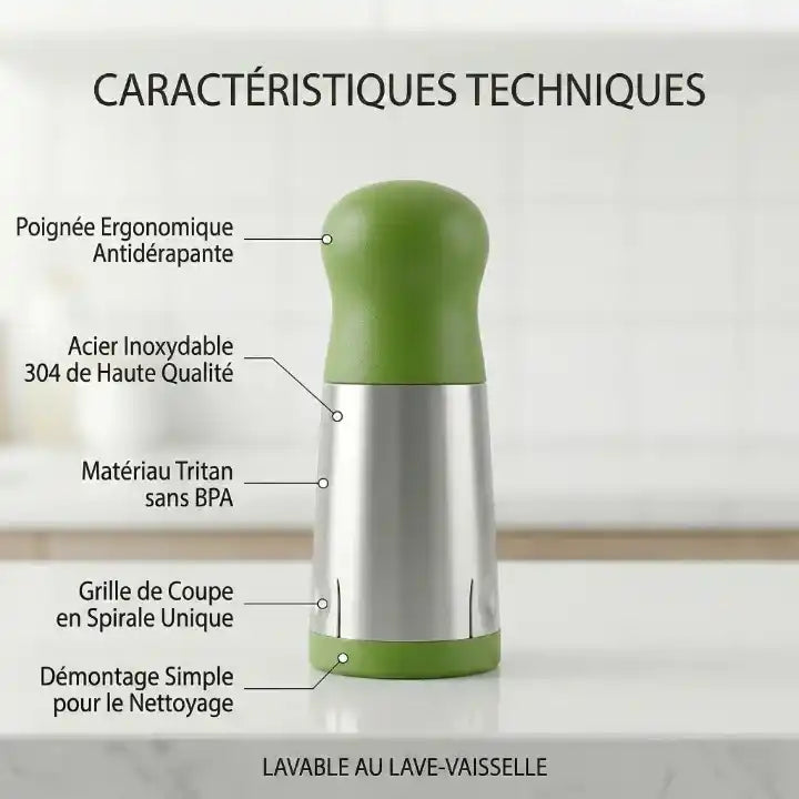 Hachoir manuel en acier inoxydable pour herbes et épices — accessoires inclus