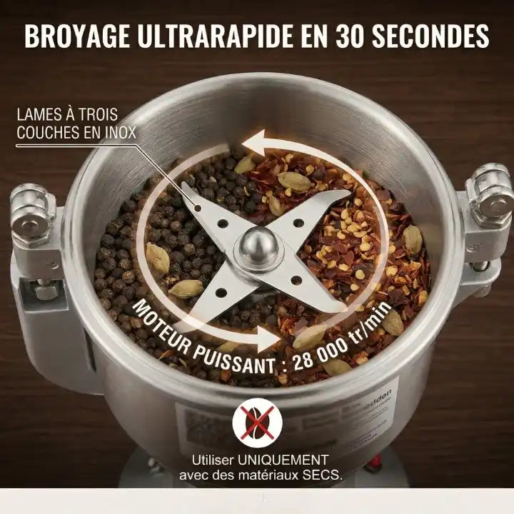 Lames inox trois couches — broyage ultrarapide en 30 secondes 28 000 tr/min