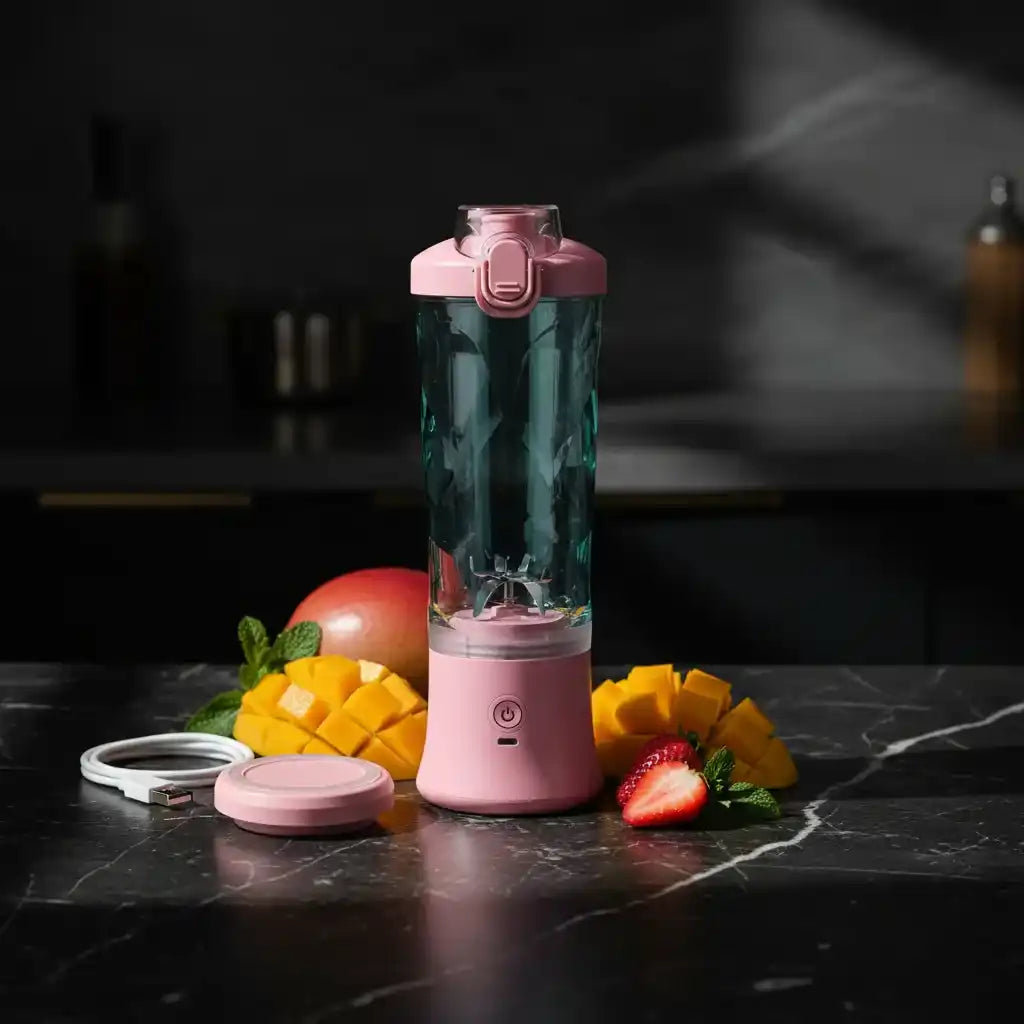 Blender portable électrique 600ml rechargeable USB smoothies Rose — vue principale