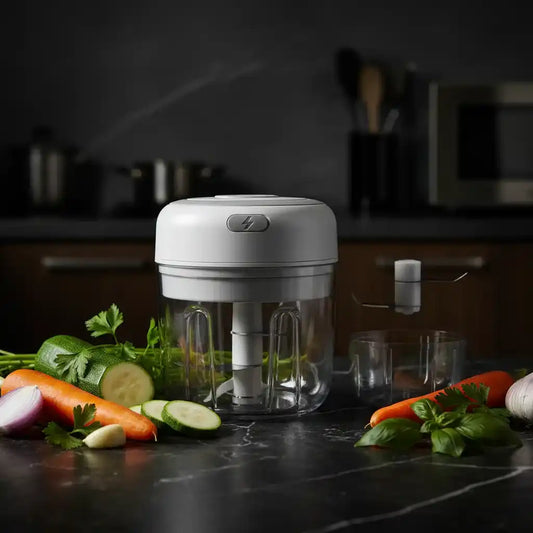 Mini hachoir électrique blanc 30W 100 + 250 ml plastique — vue principale