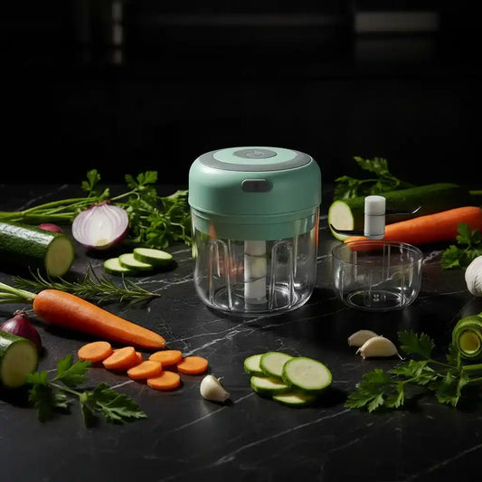 Mini hachoir électrique vert 30W 100ml + 250 ml plastique — vue principale