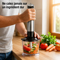 Utilisation du hachoir plongeant sur légumes frais – « Ne calez jamais sur un ingrédient dur »