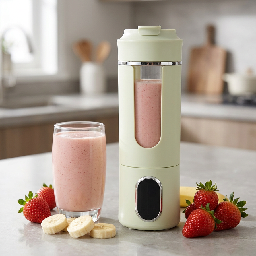Blender portable rechargeable à écran, vert ou blanc, résultat obtenu