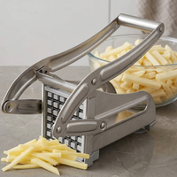 Coupe-frites manuel inox à levier, 2 grilles, résultat obtenu