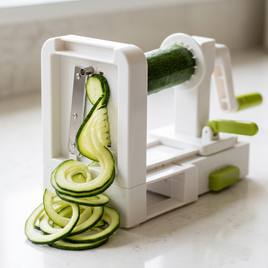 Spiraliseur à légumes 5 lames pliable, gros plan sur les détails