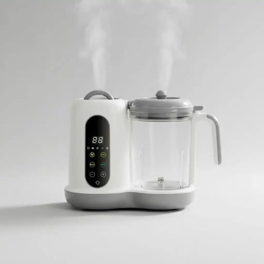 Hachoir bébé multifonction 50-400ml vapeur et mixage 450W en situation d'utilisation