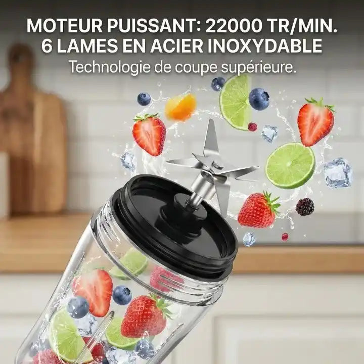 Hachoir blender portable 700 ml 360 W sur batterie — vue de dessus