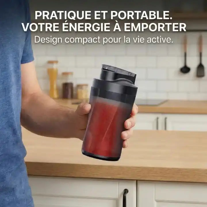 Hachoir blender portable 700 ml 360 W sur batterie — vue latérale