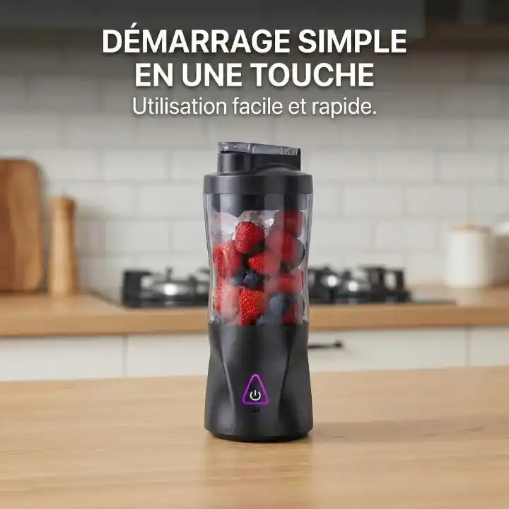 Hachoir blender portable 700 ml 360 W sur batterie en action - Préparation culinaire rapide