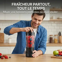 Hachoir blender portable 700 ml 360 W sur batterie — accessoires inclus