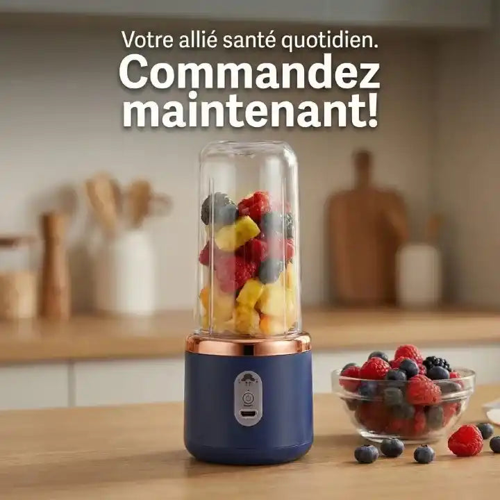 Hachoir électrique portable 400 ml avec 2 gobelets sur batterie — vue latérale