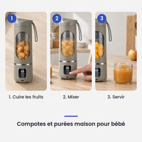 Comment utiliser le blender portable vert sauge 450 ml en 3 étapes : cuire les fruits, mixer, servir