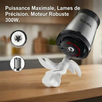 Hachoir électrique inox 500W bol 2L Biolomix — accessoires inclus