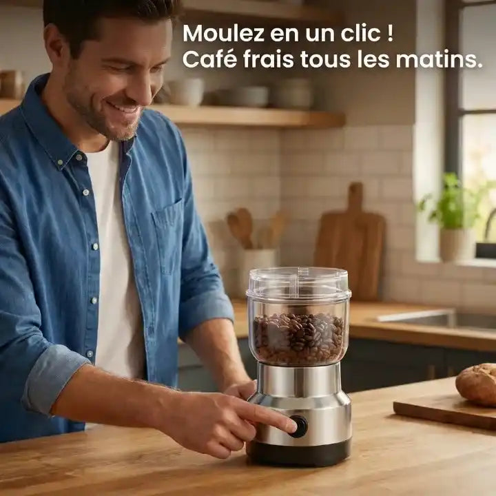 Hachoir électrique inox compact 300 ml — vue latérale