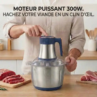 Hachoir électrique inox 5L 500W avec 6 lames et 5 vitesses en action - Préparation culinaire rapide