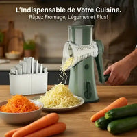 Hachoir légume rotatif 5 en 1 à manivelle avec ventouse — accessoires inclus