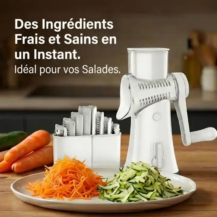 Hachoir légume rotatif 5 en 1 à manivelle avec ventouse — vue arrière