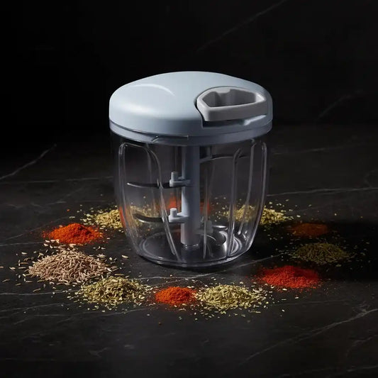 Hachoir manuel à ficelle 900 ml bleu pour ail et légumes — vue principale