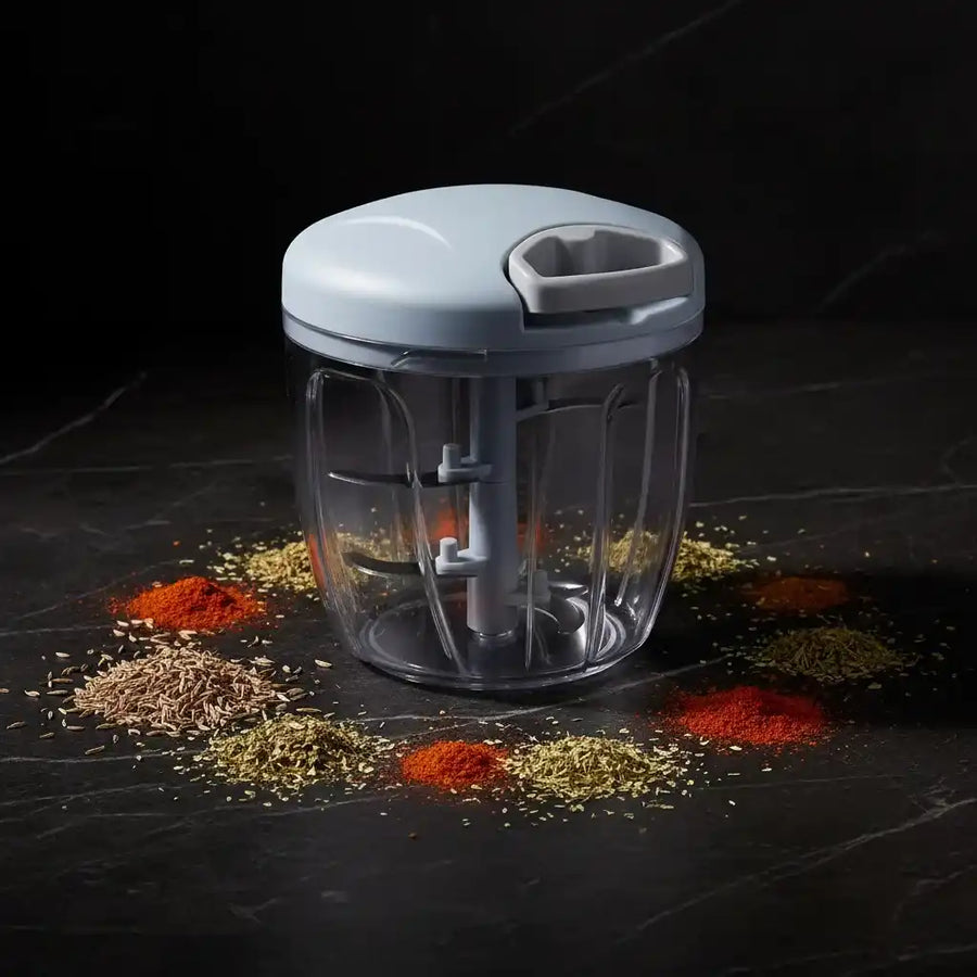 Hachoir manuel à ficelle 900 ml bleu pour ail et légumes — vue principale