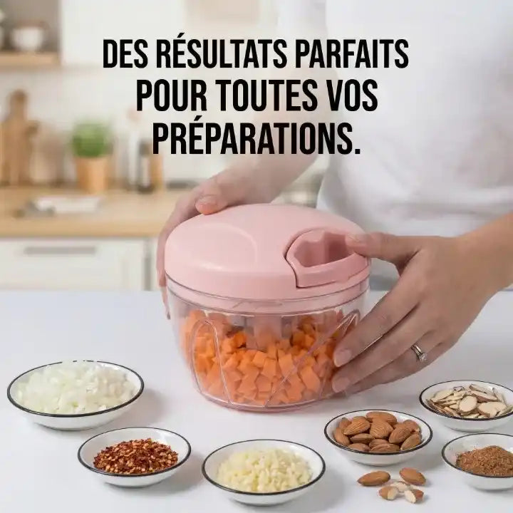 hachoir manuel à ficelle rose découpe légumes