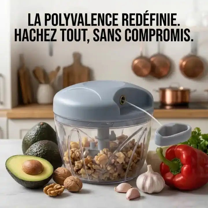 hachoir manuel à ficelle bleu pour légume et fruit sec