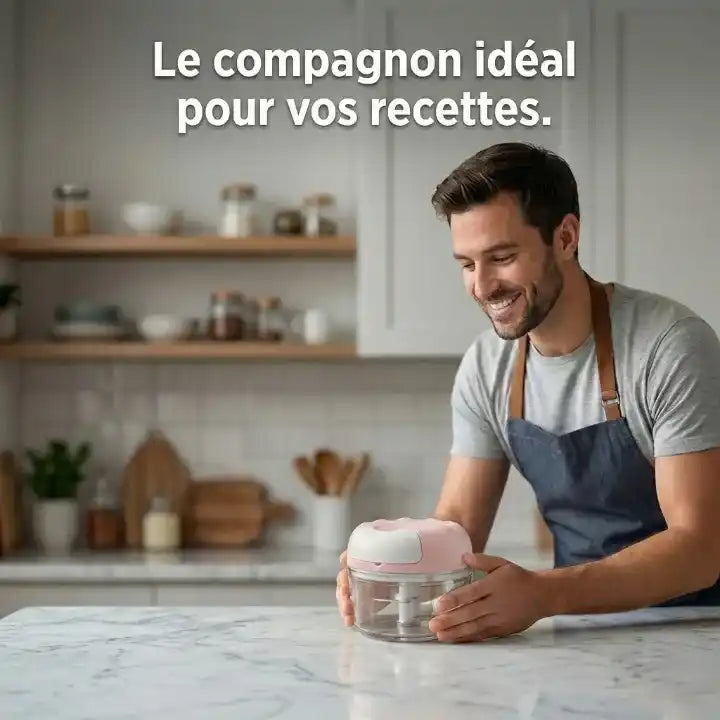 Hachoir manuel à ficelle compact pour légumes — vue latérale