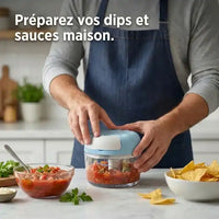 Hachoir manuel à ficelle compact pour légumes — vue de dessus
