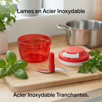 Hachoir manuel à ficelle compact lames inox pour ail — vue latérale