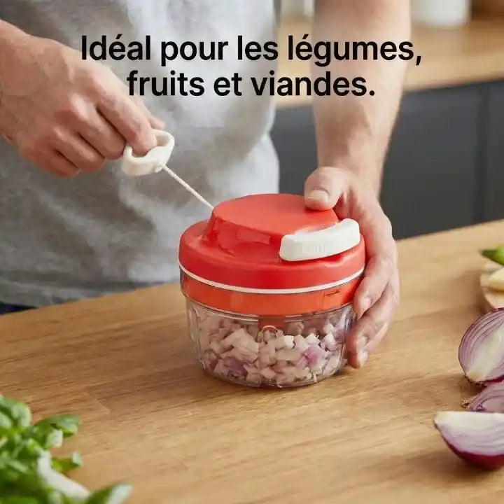 Hachoir manuel à ficelle compact lames inox pour ail — vue de dessus